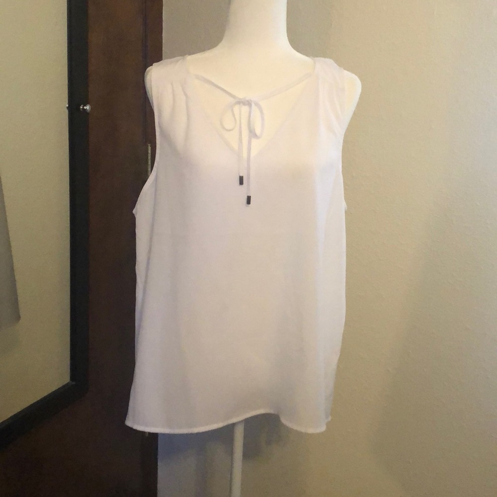 Maurices sheer white tank with tie at neck XL